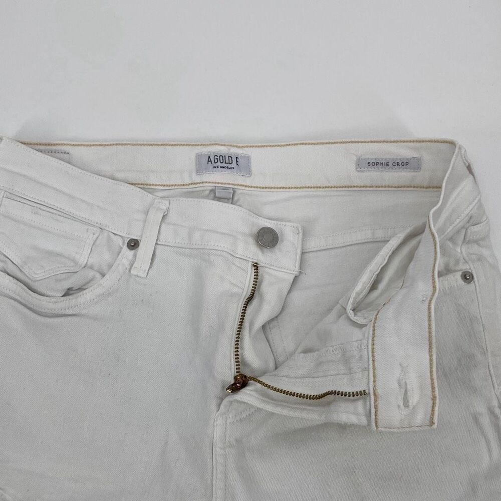 AGOLDE | Revolve‎ Sophie Crop Distressed Mid -Rise Jeans white 29 - Picture 4 of 16